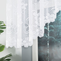 RENATA - Firanka gotowa żakardowa z podcięciem na dole - 350x80 cm - kolor biały
