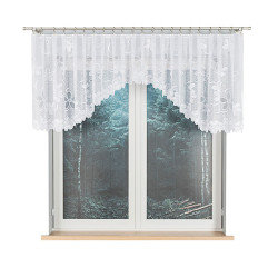 RENATA - Firanka gotowa żakardowa z podcięciem na dole - 350x80 cm - kolor biały