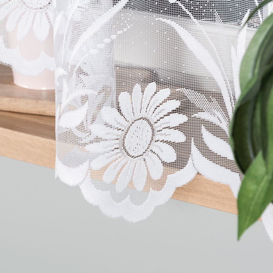 ARALIA · firanka gotowa · biała · kwiatowy wzór · 300x160 cm