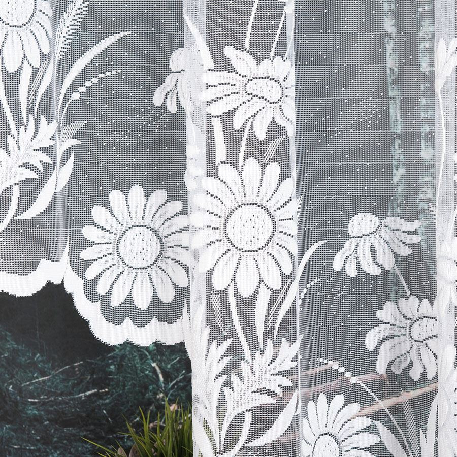 ARALIA · firanka gotowa · biała · kwiatowy wzór · 300x160 cm