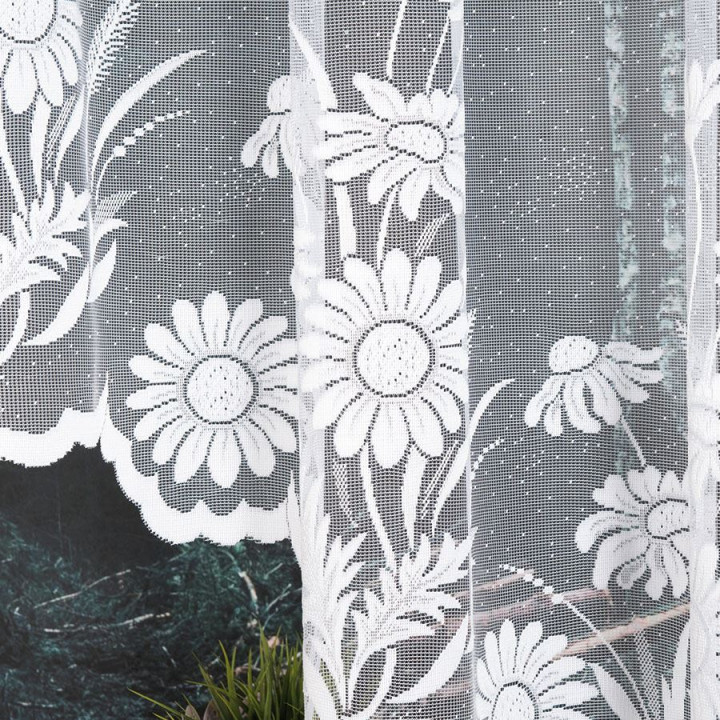 ARALIA · firanka gotowa · biała · kwiatowy wzór · 300x160 cm