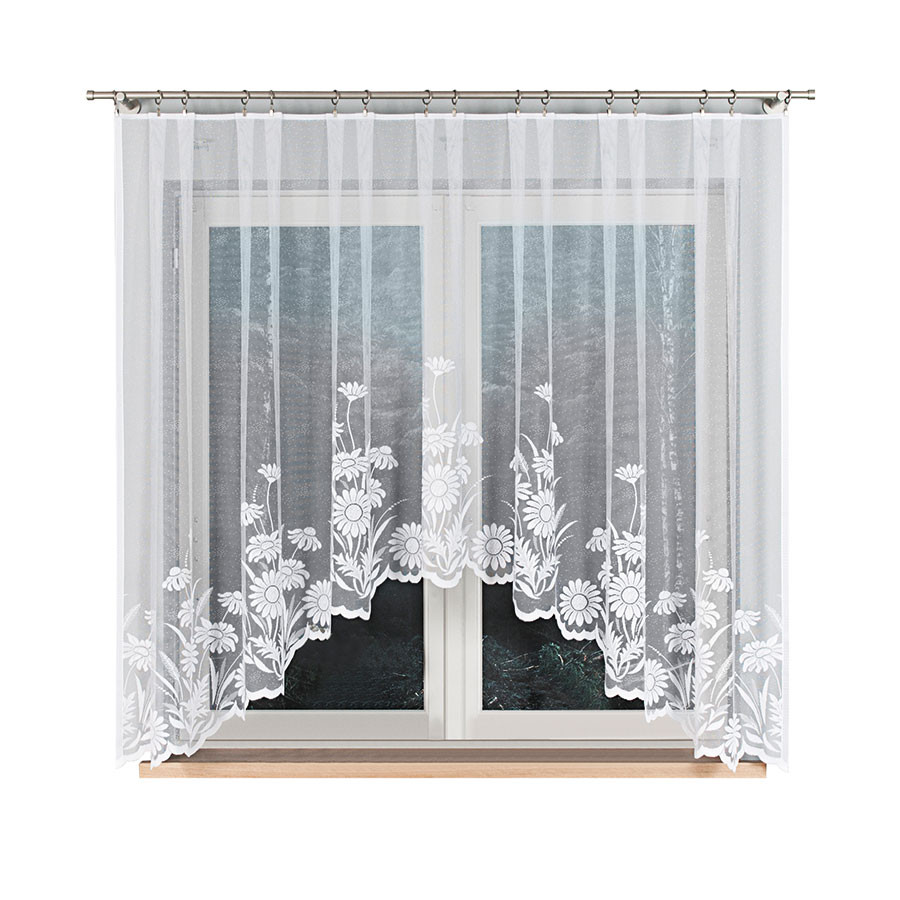 ARALIA · firanka gotowa · biała · kwiatowy wzór · 300x160 cm