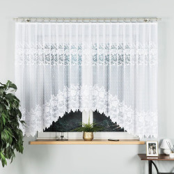 DEMETRIA - Firanka gotowa żakardowa z podcięciem na dole - 400x160 cm - kolor biały