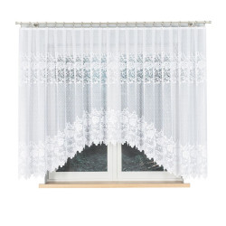 DEMETRIA - Firanka gotowa żakardowa z podcięciem na dole - 400x160 cm - kolor biały