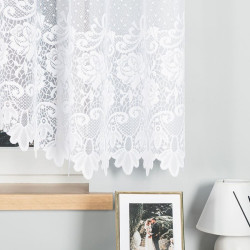 DEMETRIA - Firanka gotowa żakardowa z podcięciem na dole - 400x160 cm - kolor biały