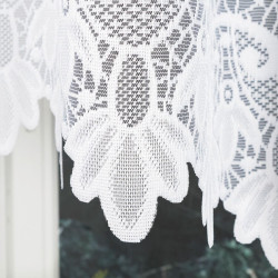 DEMETRIA - Firanka gotowa żakardowa z podcięciem na dole - 400x160 cm - kolor biały