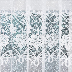 DEMETRIA - Firanka gotowa żakardowa z podcięciem na dole - 400x160 cm - kolor biały