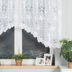 RENATA - Firanka gotowa żakardowa z podcięciem na dole - 300x130 cm - kolor biały