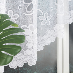 RENATA - Firanka gotowa żakardowa z podcięciem na dole - 300x130 cm - kolor biały