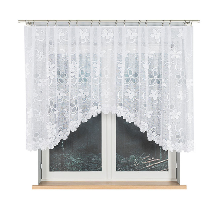 RENATA - Firanka gotowa żakardowa z podcięciem na dole - 300x130 cm - kolor biały