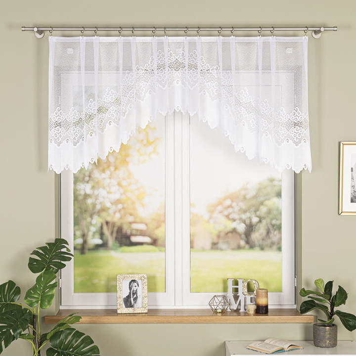 MODESTA · Firanka gotowa żakardowa z podcięciem na dole · 250x80 cm · kolor biały