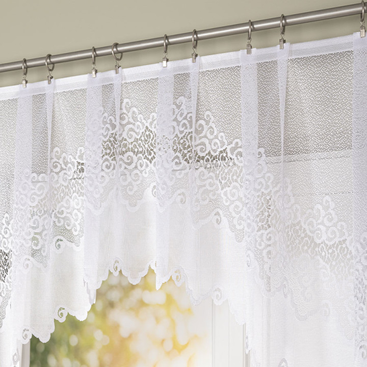 MODESTA · Firanka gotowa żakardowa z podcięciem na dole · 250x80 cm · kolor biały
