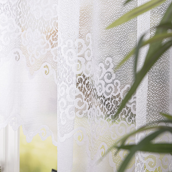 MODESTA · Firanka gotowa żakardowa z podcięciem na dole · 250x80 cm · kolor biały
