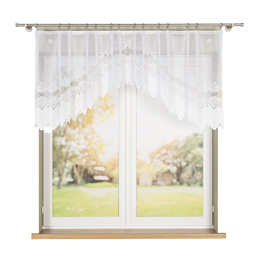 MODESTA · Firanka gotowa żakardowa z podcięciem na dole · 250x80 cm · kolor biały