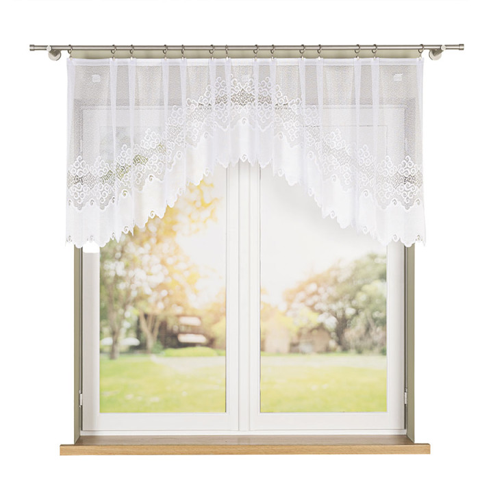 MODESTA · Firanka gotowa żakardowa z podcięciem na dole · 250x80 cm · kolor biały