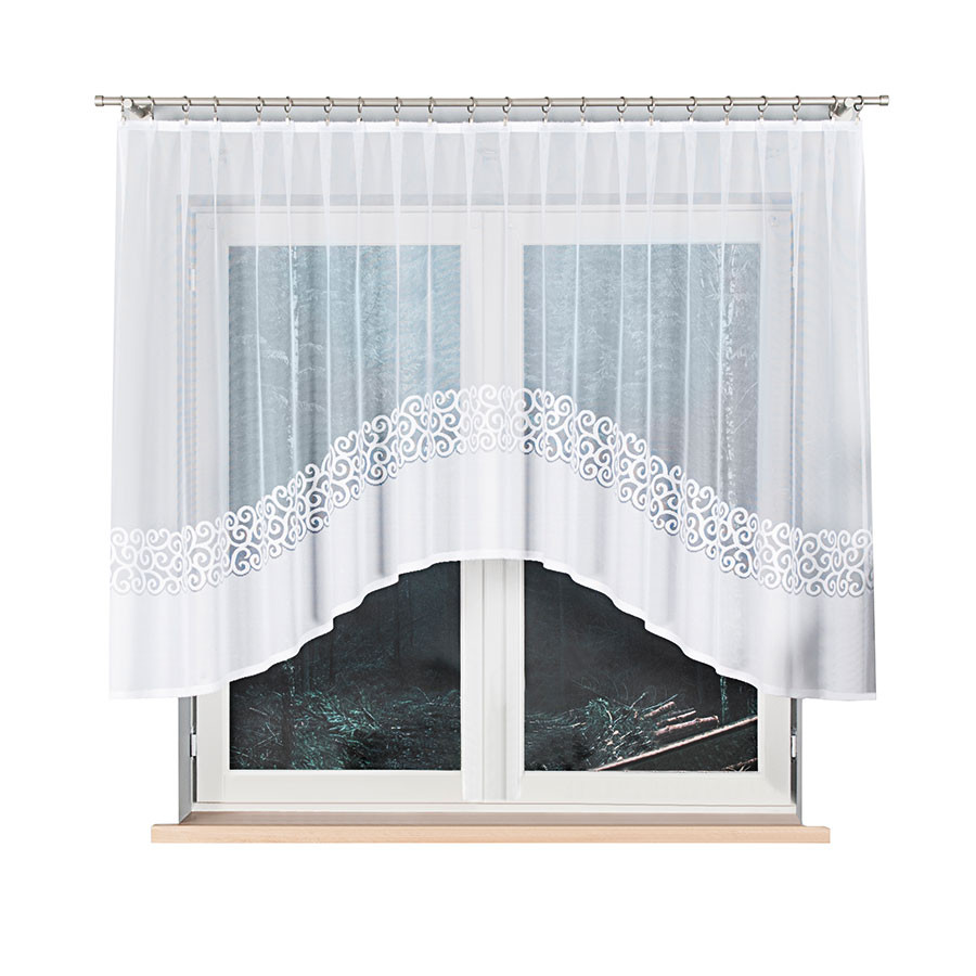 DANIELA - Firanka gotowa żakardowa z podcięciem na dole - 300x130 cm - kolor biały