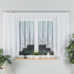 BERENIKA - Firanka gotowa żakardowa z podcięciem na dole - 530x160 cm - kolor biały