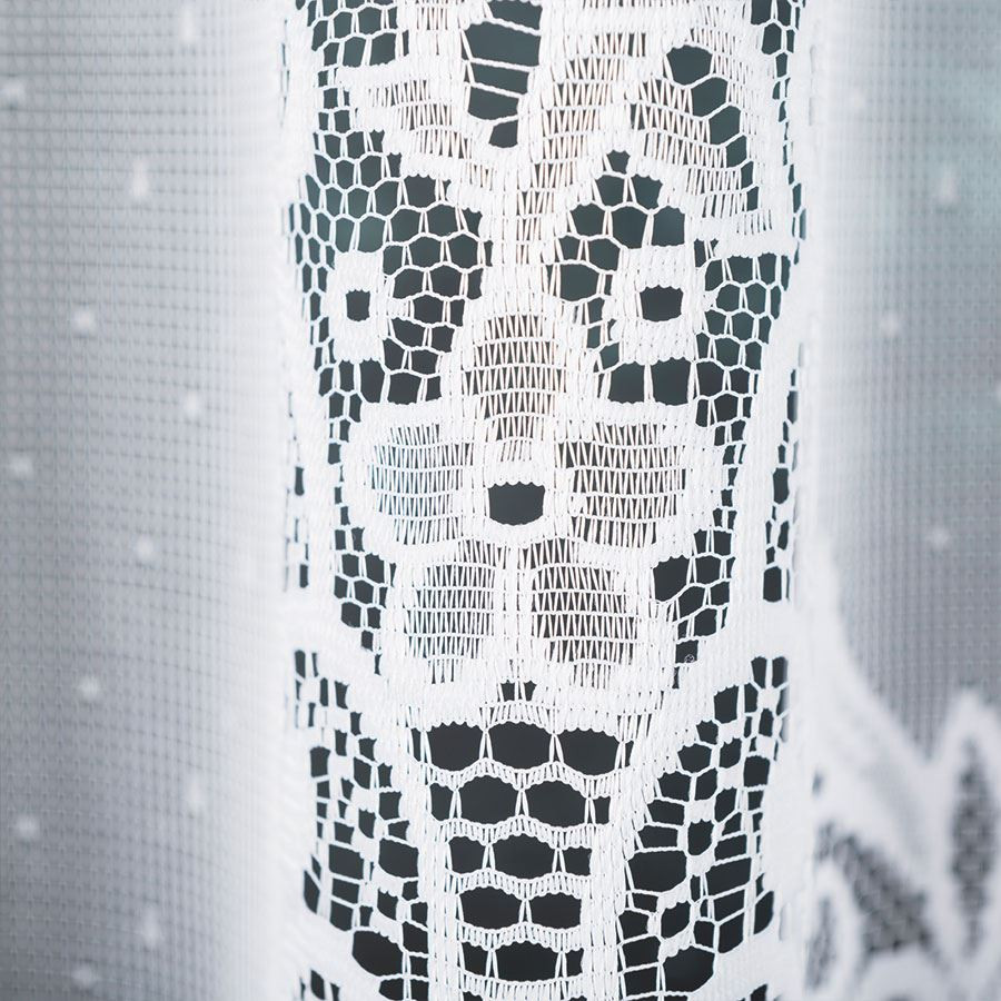 BERENIKA - Firanka gotowa żakardowa z podcięciem na dole - 530x160 cm - kolor biały