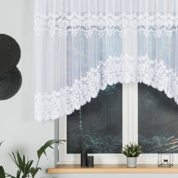 DARIA - Firanka gotowa żakardowa z podcięciem na dole - 300x120 cm - kolor biały 2
