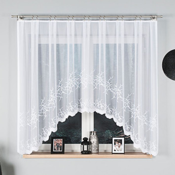 BAKARO - Firanka gotowa żakardowa z podcięciem na dole - 320x160 cm - kolor biały