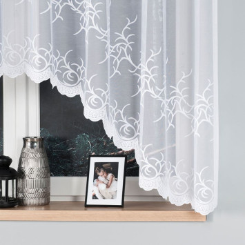 BAKARO - Firanka gotowa żakardowa z podcięciem na dole - 320x160 cm - kolor biały 2