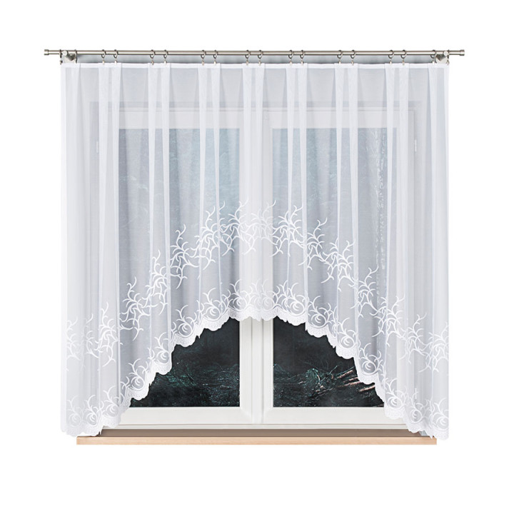 BAKARO - Firanka gotowa żakardowa z podcięciem na dole - 320x160 cm - kolor biały