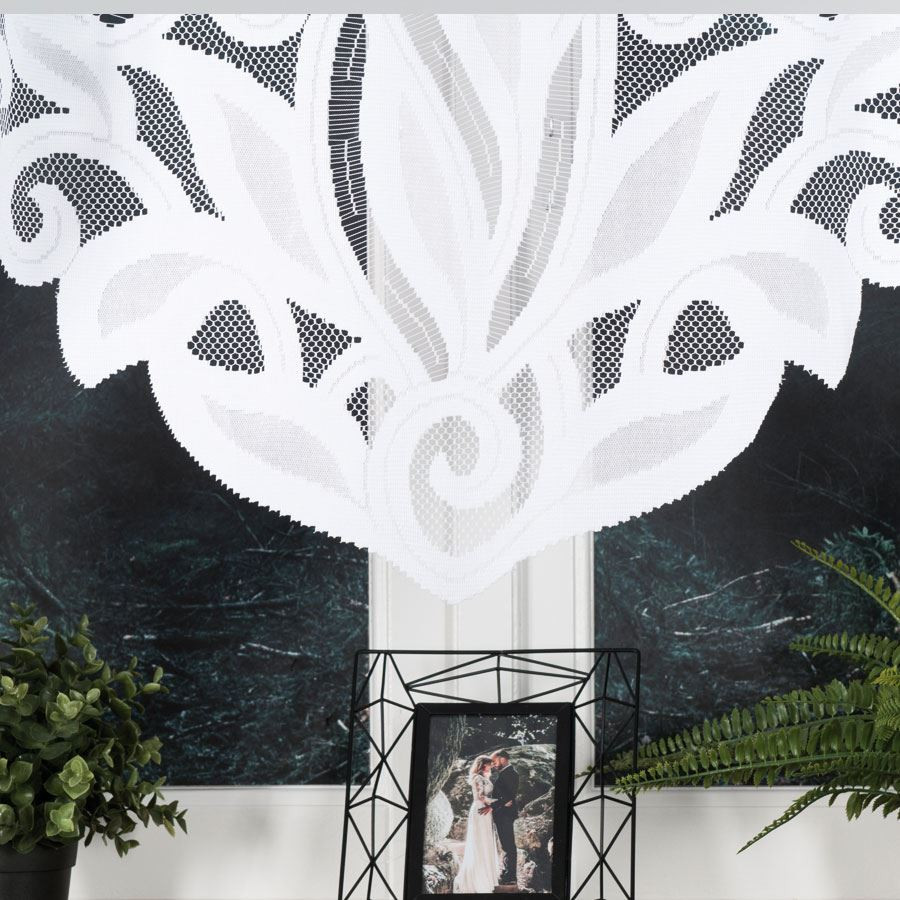 POLA - Firanka gotowa żakardowa z podcięciem na dole - 300x160 cm - kolor biały