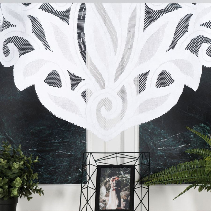 POLA - Firanka gotowa żakardowa z podcięciem na dole - 300x160 cm - kolor biały