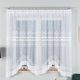 BASTIA · firanka gotowa żakardowa · biała · wzór roślinny · 300x180 cm