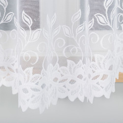 BASTIA · firanka gotowa żakardowa · biała · wzór roślinny · 300x180 cm