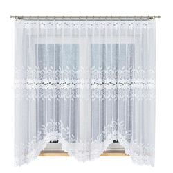 BASTIA · firanka gotowa żakardowa · biała · wzór roślinny · 300x180 cm