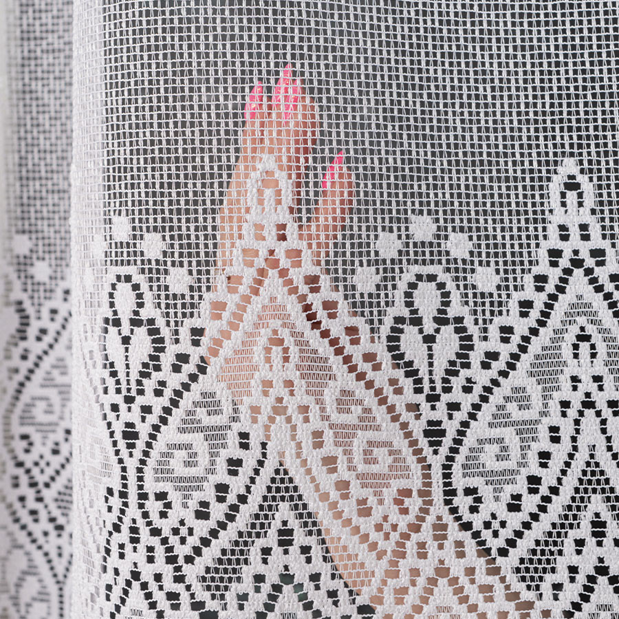 ESMERALDA · firanka gotowa z podcięciem · biała · wzór dołem · 310x180