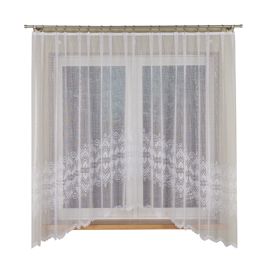 ESMERALDA · firanka gotowa z podcięciem · biała · wzór dołem · 310x180