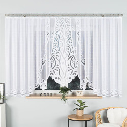 POLA - Firanka gotowa żakardowa z podcięciem na dole - 500x160 cm - kolor biały