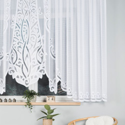 POLA - Firanka gotowa żakardowa z podcięciem na dole - 500x160 cm - kolor biały