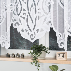 POLA - Firanka gotowa żakardowa z podcięciem na dole - 500x160 cm - kolor biały