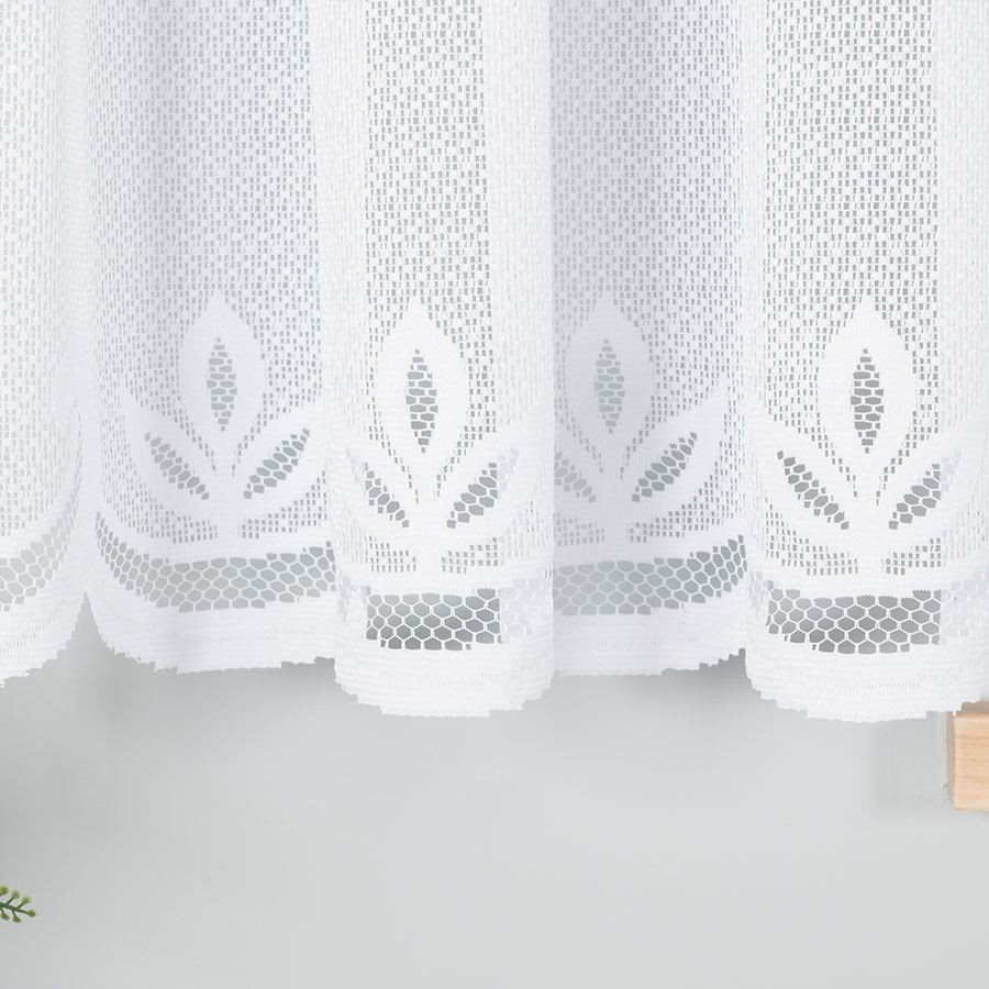 POLA - Firanka gotowa żakardowa z podcięciem na dole - 500x160 cm - kolor biały