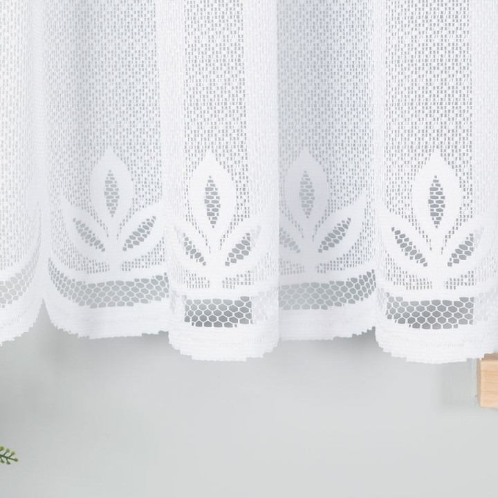 POLA - Firanka gotowa żakardowa z podcięciem na dole - 500x160 cm - kolor biały