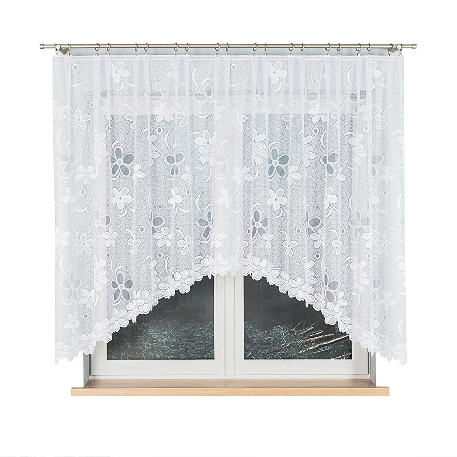 RENATA - Firanka gotowa żakardowa z podcięciem na dole - 300x150 cm - kolor biały