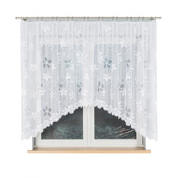 RENATA - Firanka gotowa żakardowa z podcięciem na dole - 300x150 cm - kolor biały