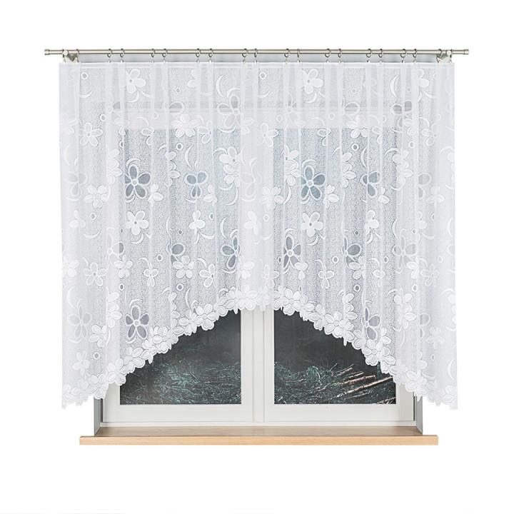 RENATA - Firanka gotowa żakardowa z podcięciem na dole - 300x150 cm - kolor biały