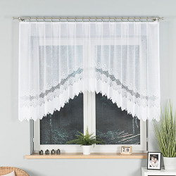 MODESTA · firanka gotowa z podcięciem · biała · klasyczny wzór · 250x120