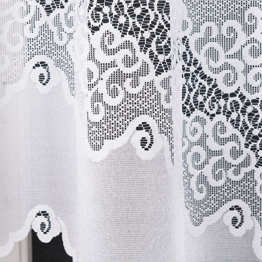 MODESTA · firanka gotowa z podcięciem · biała · klasyczny wzór · 250x120