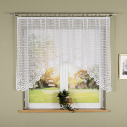 FAUSTYNA · Firanka gotowa żakardowa z podcięciem na dole · 250x120 cm · kolor biały