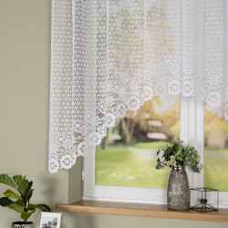 FAUSTYNA · Firanka gotowa żakardowa z podcięciem na dole · 250x120 cm · kolor biały