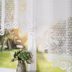 FAUSTYNA · Firanka gotowa żakardowa z podcięciem na dole · 250x120 cm · kolor biały