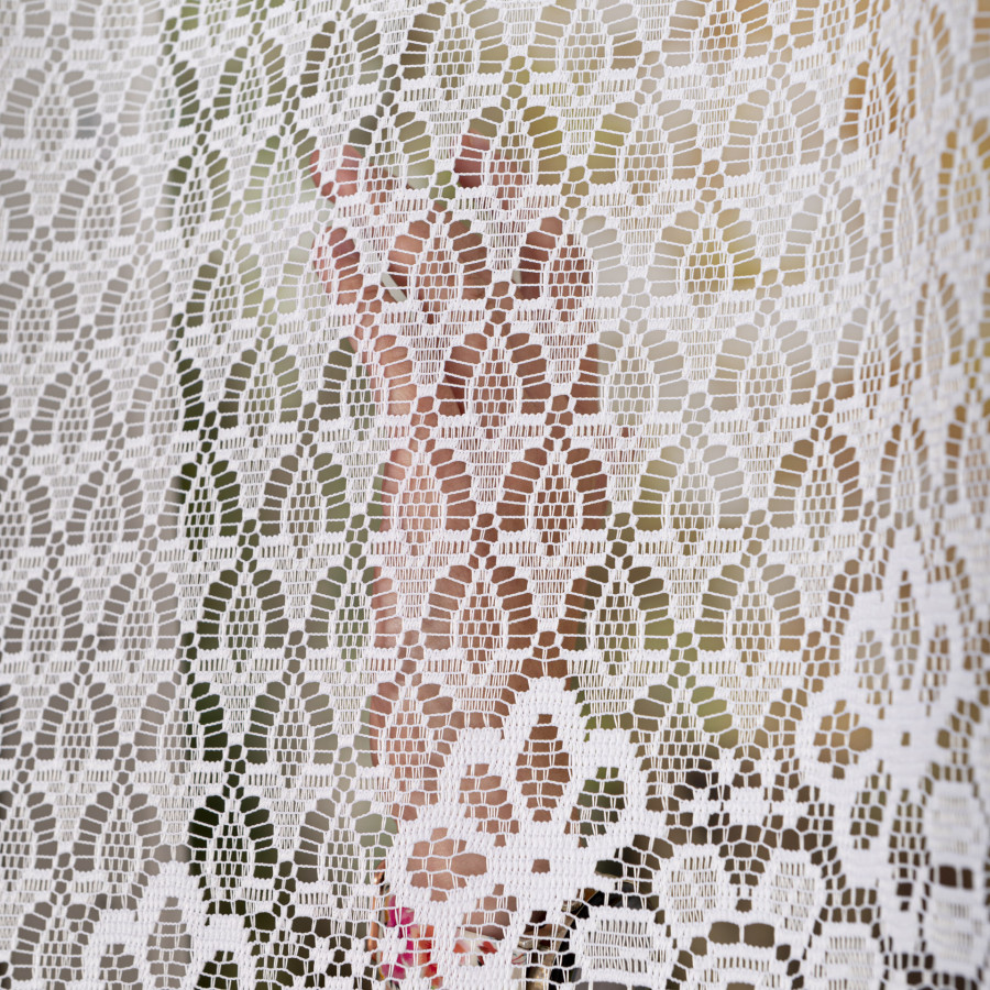 FAUSTYNA · Firanka gotowa żakardowa z podcięciem na dole · 250x120 cm · kolor biały