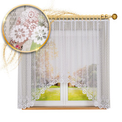 FAUSTYNA · Firanka gotowa żakardowa z podcięciem na dole · 250x120 cm · kolor biały