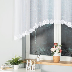 ŻAKLINA - Firanka gotowa żakardowa z podcięciem na dole - 250x120 cm - kolor biały
