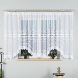 BASTIA - Firanka gotowa żakardowa z podcięciem na dole - 500x160 cm - kolor biały